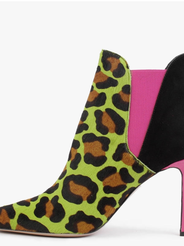 Adril Multicoloured Leopard Calf Hair Ankle Boots