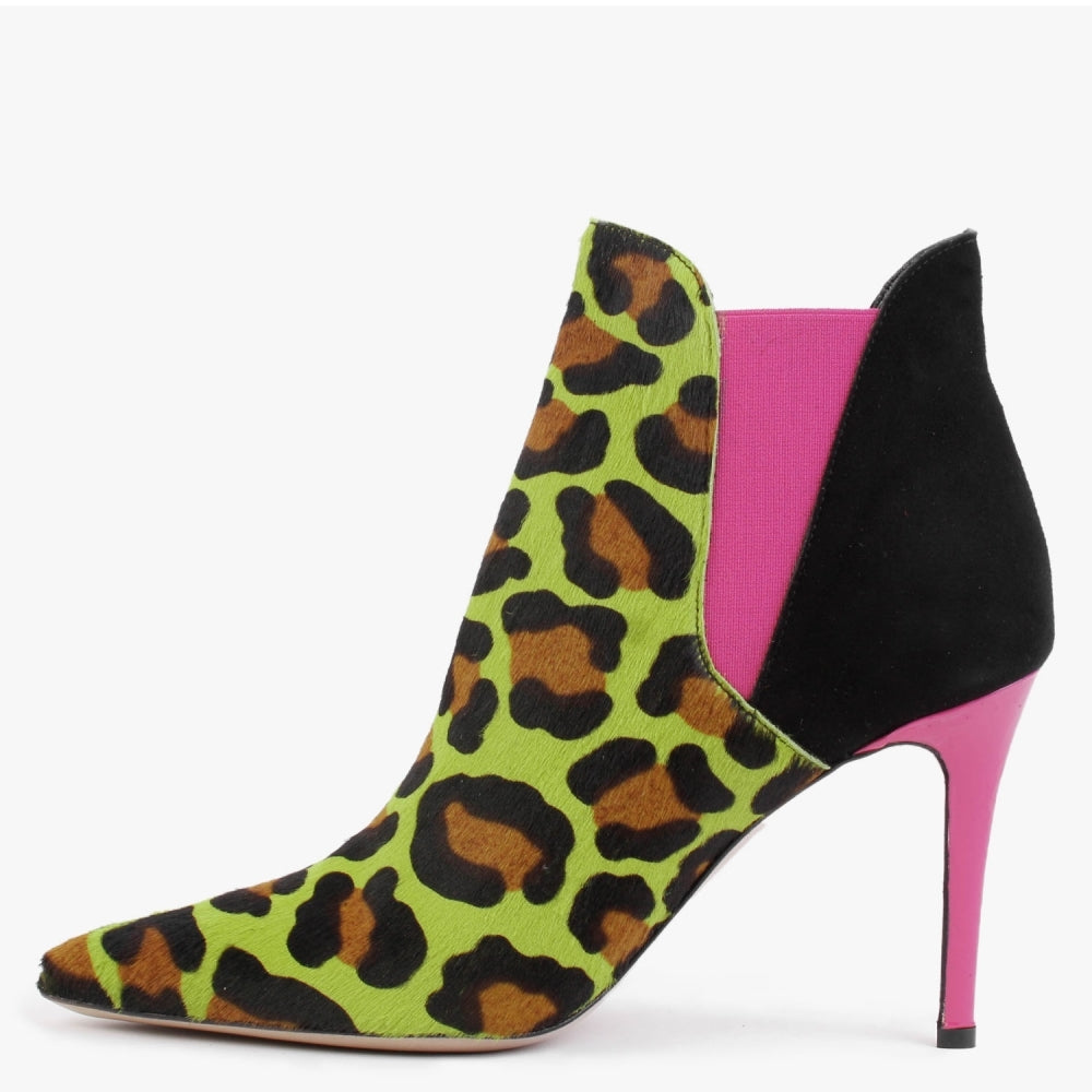 Adril Multicoloured Leopard Calf Hair Ankle Boots