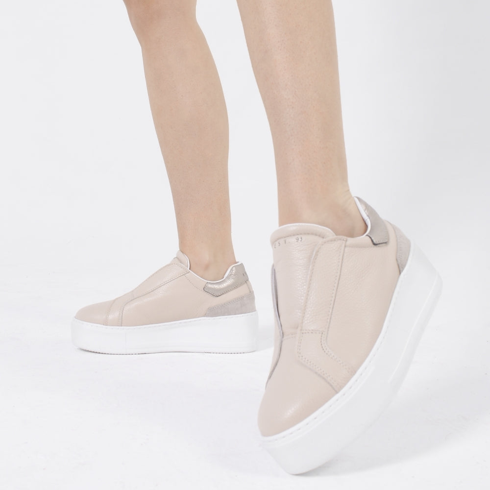 Sibslip Nude Leather Flatform Trainers