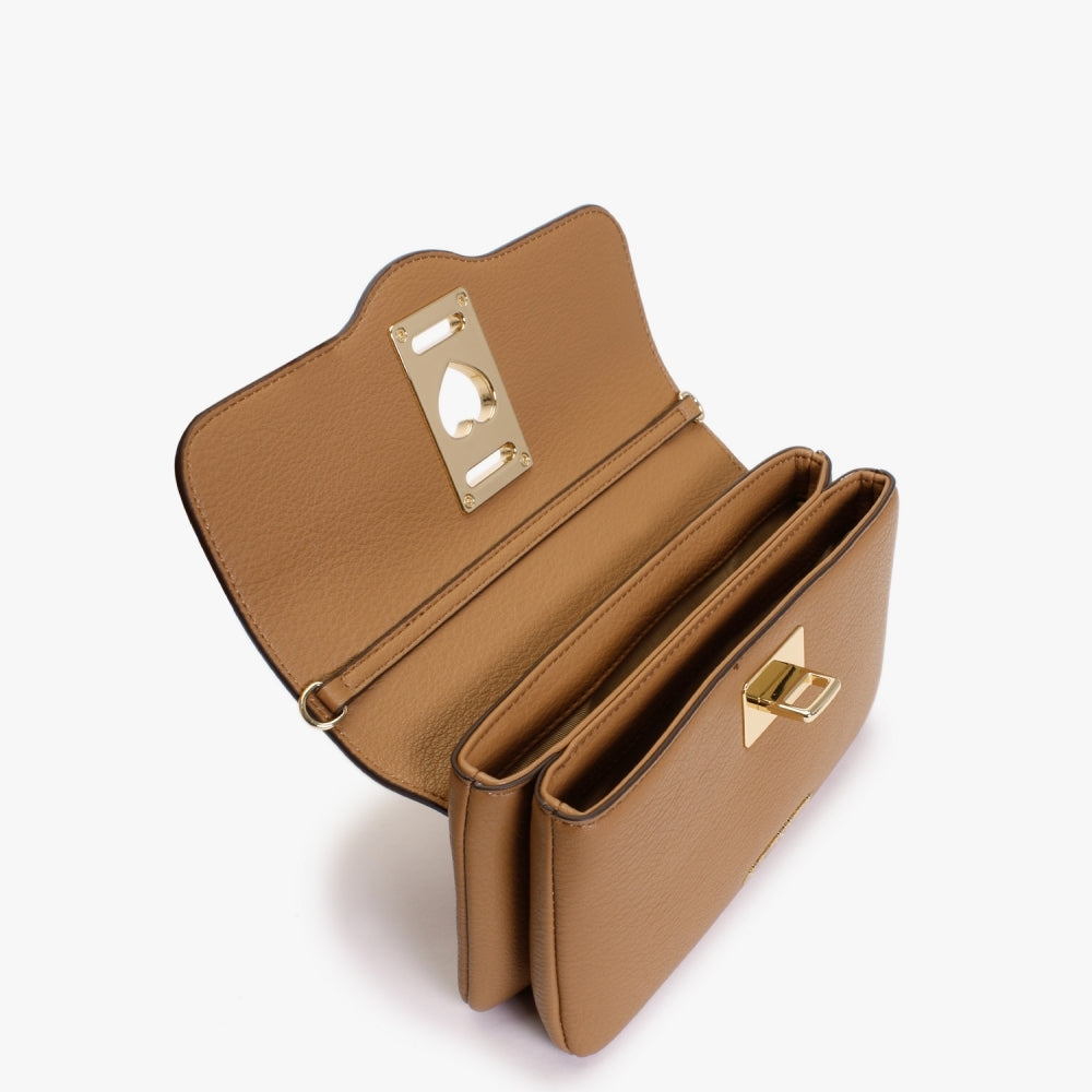 Heart Lock Cammello Chain Strap Shoulder Bag
