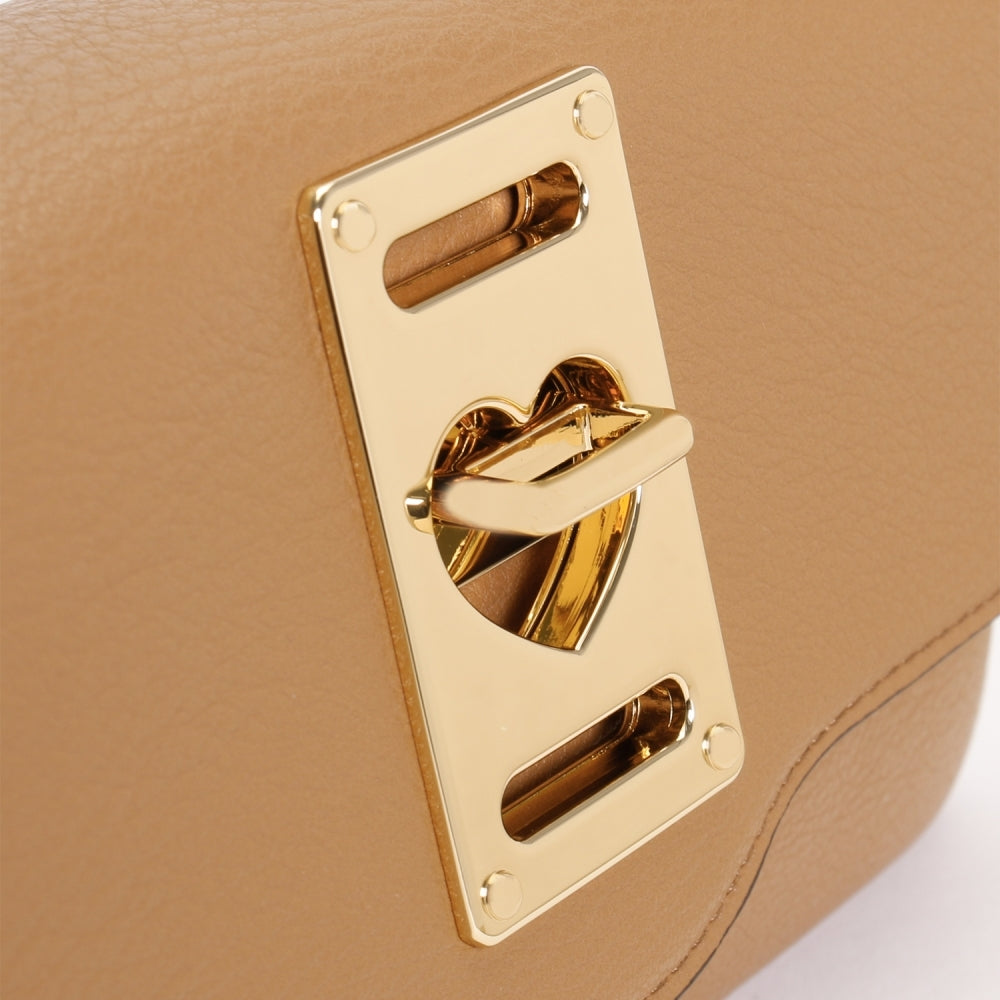 Heart Lock Cammello Chain Strap Shoulder Bag