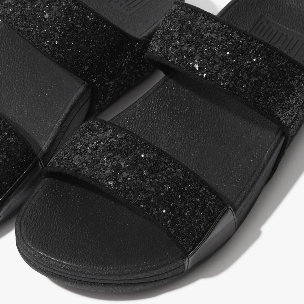 Lulu Glitter Black Sliders