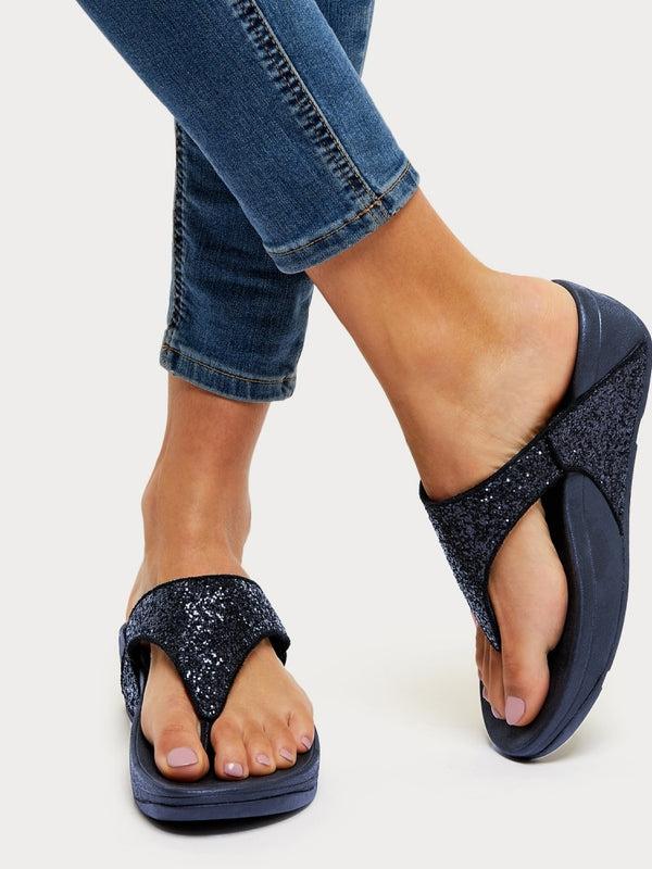 Lulu Glitter Midnight Navy Toe Post Sandals