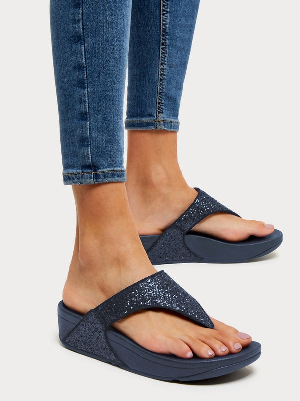 Lulu Glitter Midnight Navy Toe Post Sandals