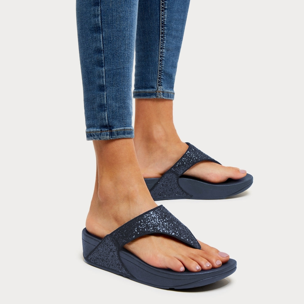 Lulu Glitter Midnight Navy Toe Post Sandals