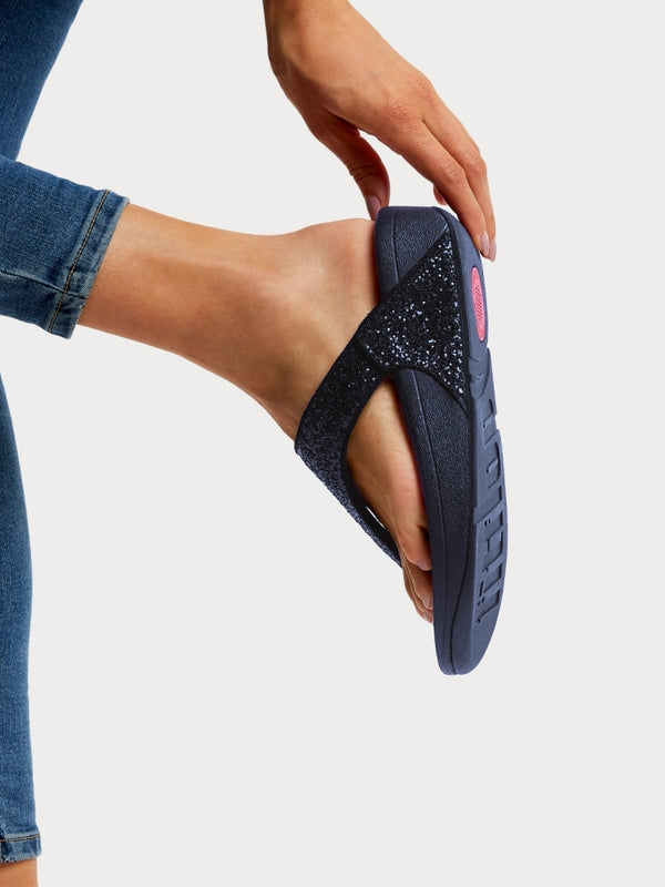 Lulu Glitter Midnight Navy Toe Post Sandals