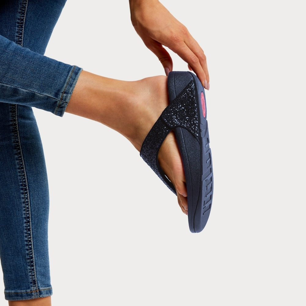 Lulu Glitter Midnight Navy Toe Post Sandals