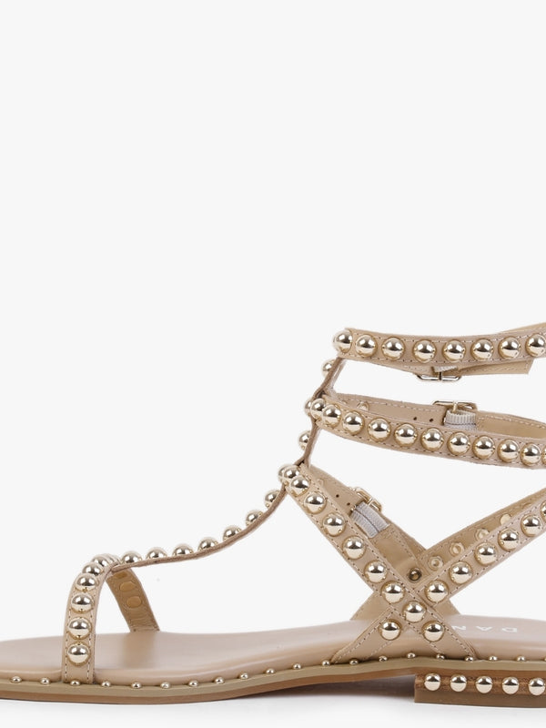 Eternal Beige Leather Studded Gladiator Sandals