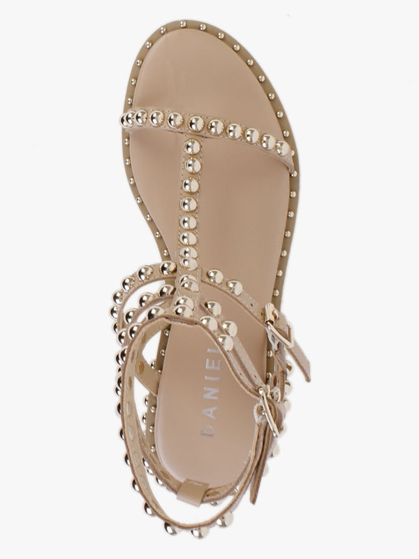 Eternal Beige Leather Studded Gladiator Sandals