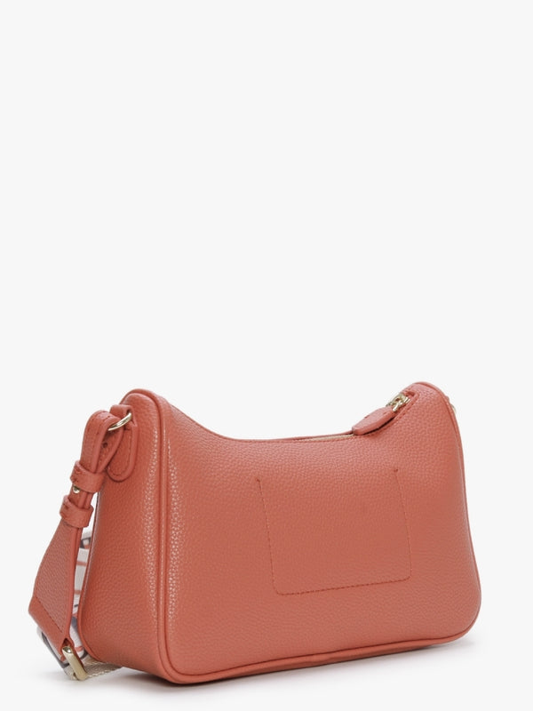 Lilly Brick Dark Brown Pebbled Baguette Bag