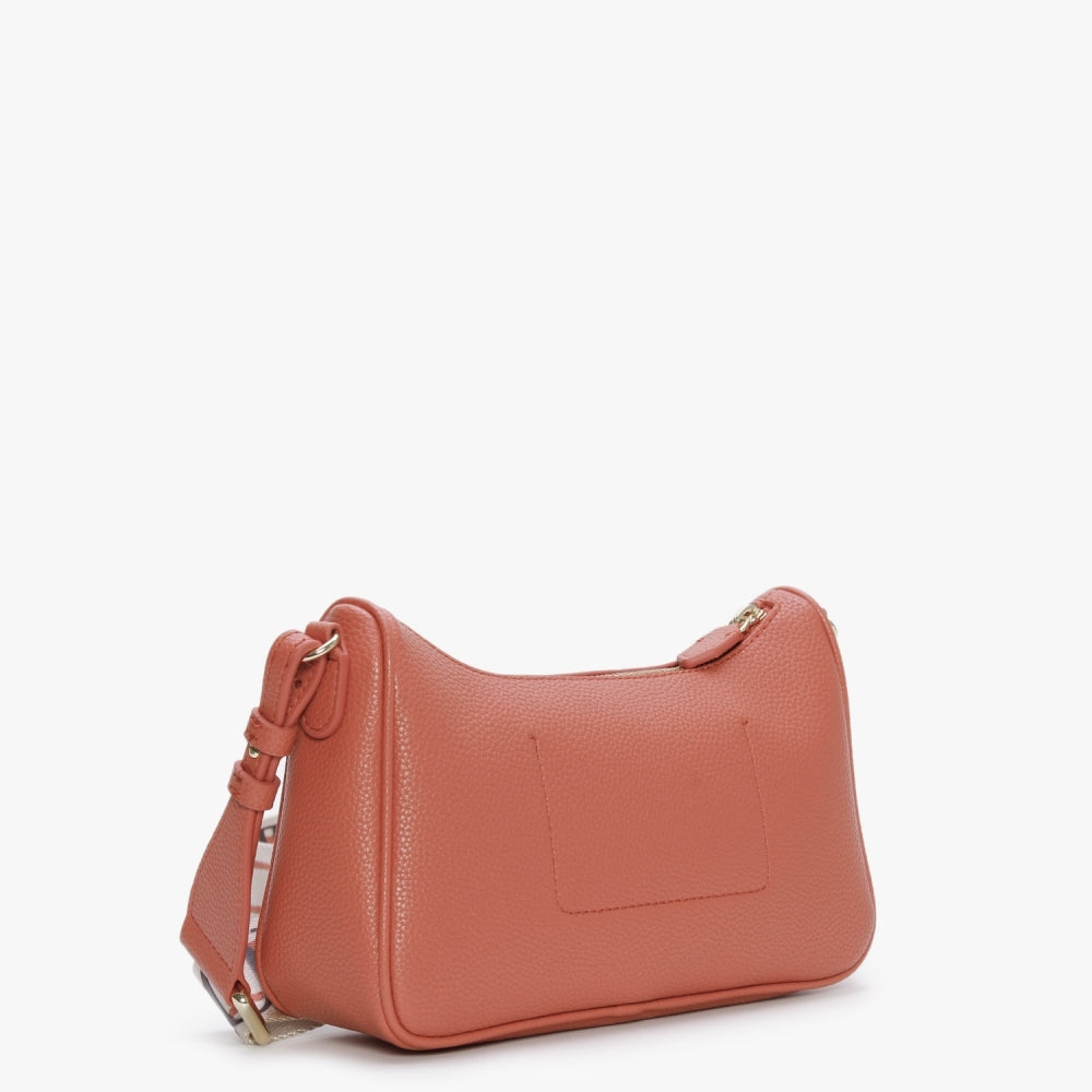 Lilly Brick Dark Brown Pebbled Baguette Bag