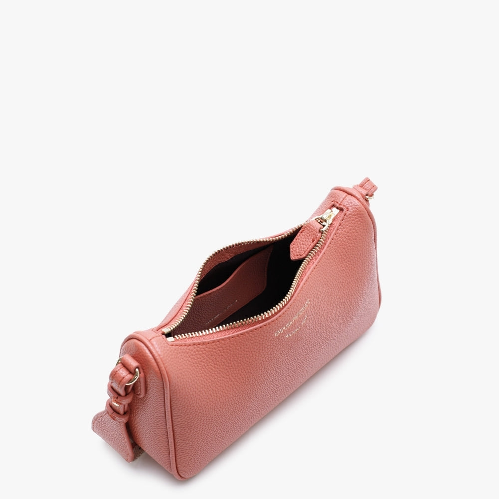 Lilly Brick Dark Brown Pebbled Baguette Bag