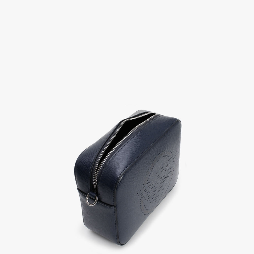 Frida Denim Perforated Logo Camera Bag