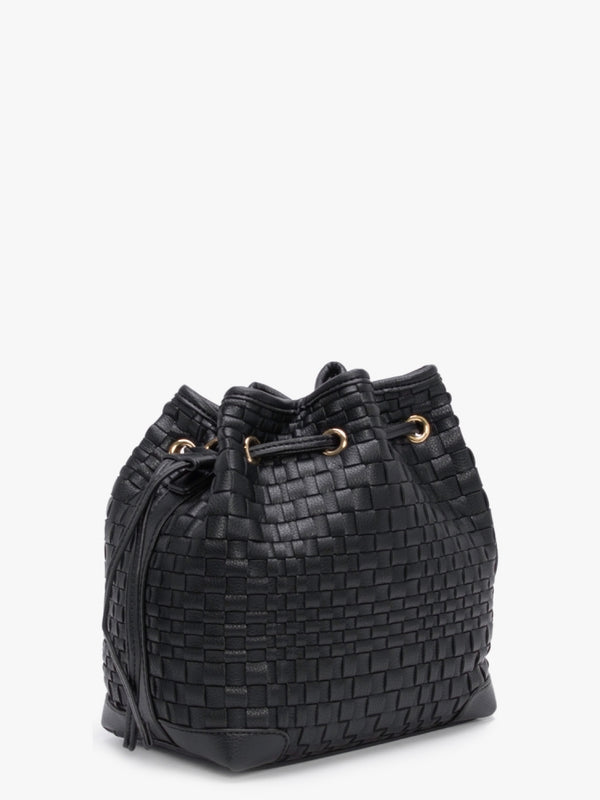 Woven Black Bucket Bag