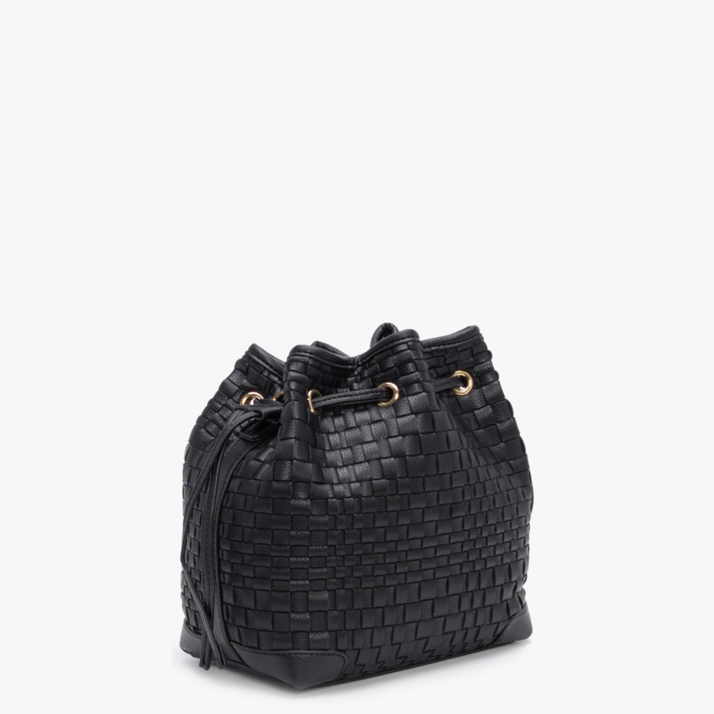 Woven Black Bucket Bag