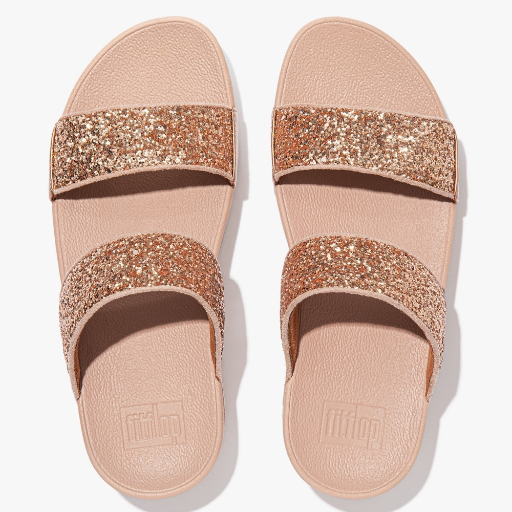 Lulu Glitter Rose Gold Sliders