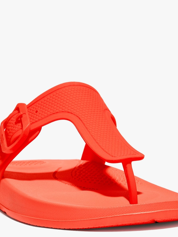 Iqushion Adjustable Buckle Neon Orange Flip Flops