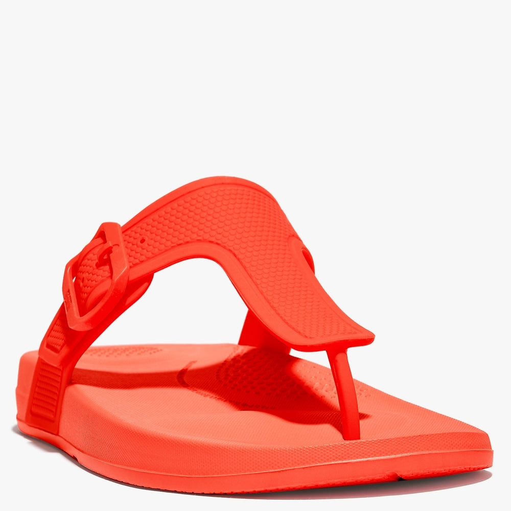 Iqushion Adjustable Buckle Neon Orange Flip Flops