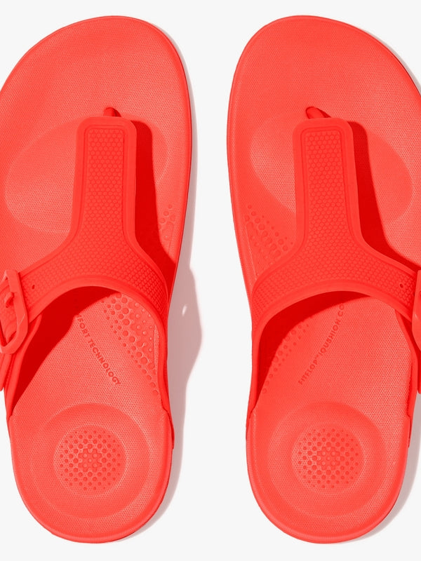 Iqushion Adjustable Buckle Neon Orange Flip Flops