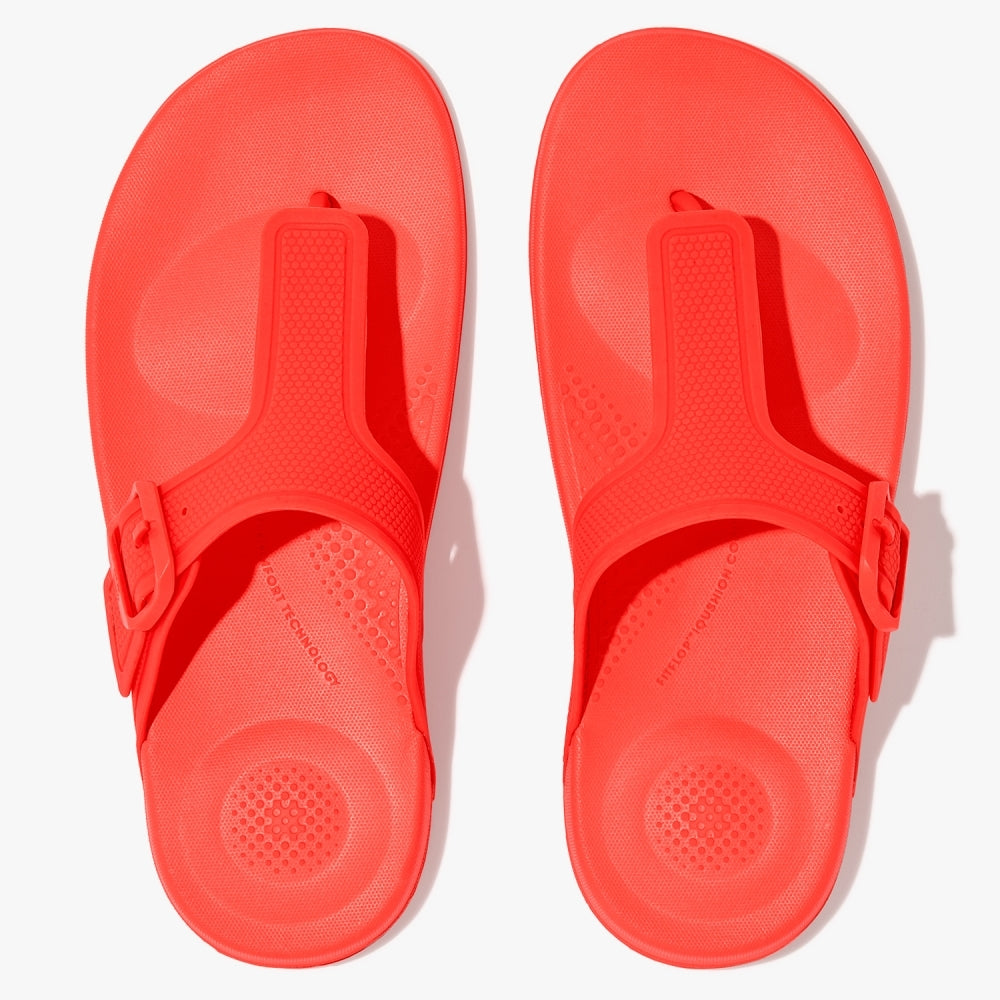 Iqushion Adjustable Buckle Neon Orange Flip Flops