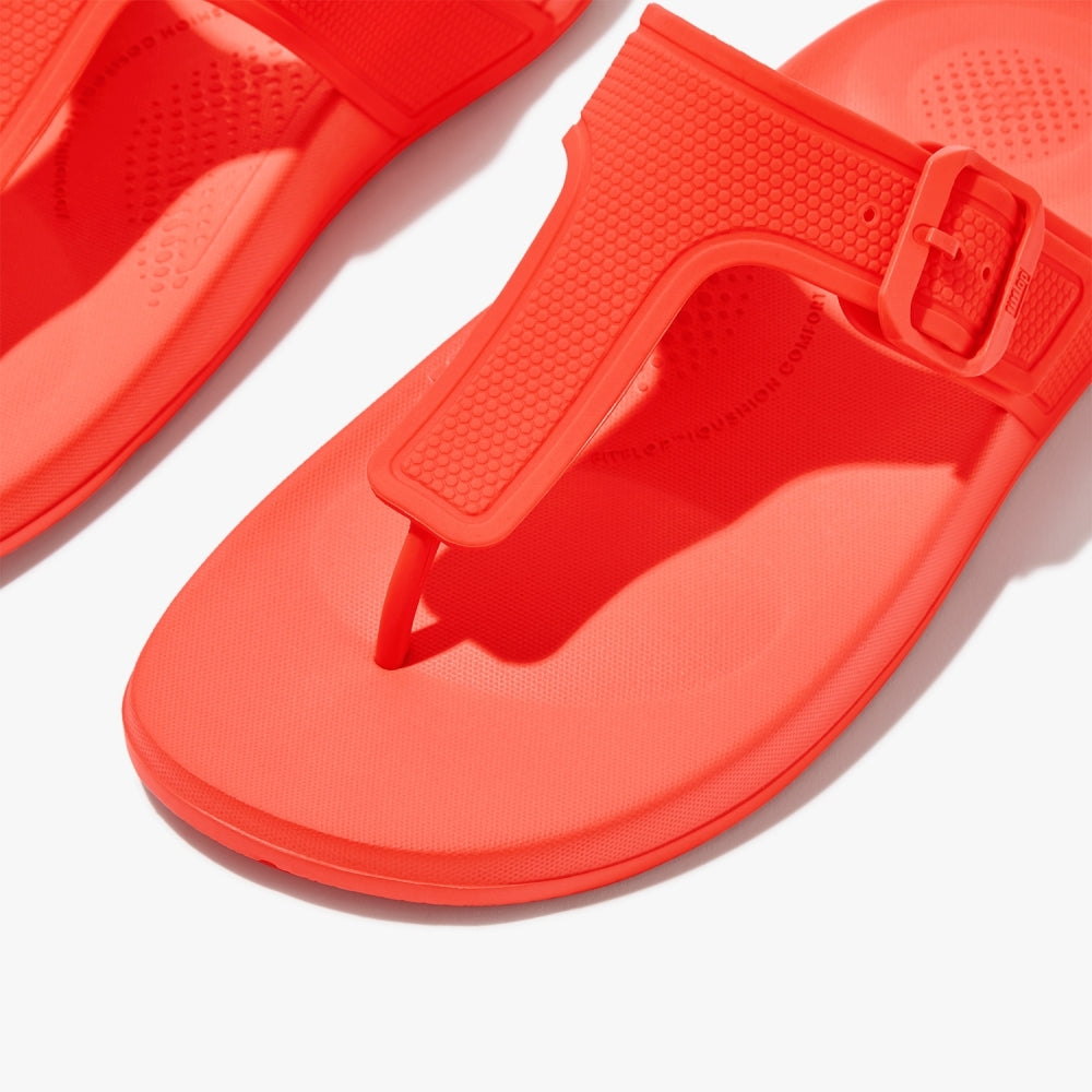 Iqushion Adjustable Buckle Neon Orange Flip Flops
