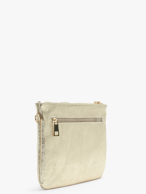 Noale Gold Leather Wristlet Clutch Bag