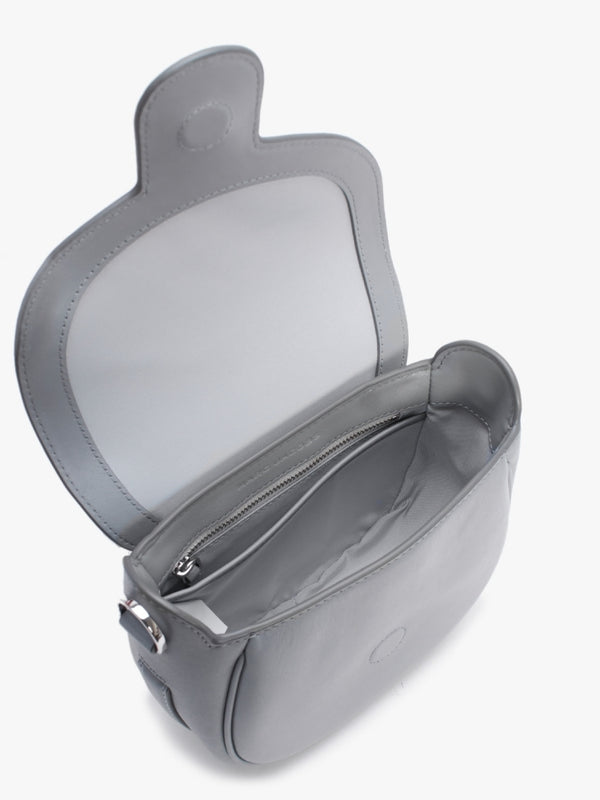 The J Marc Small Wolf Grey Leather Saddle Bag