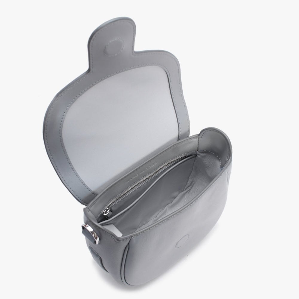 The J Marc Small Wolf Grey Leather Saddle Bag