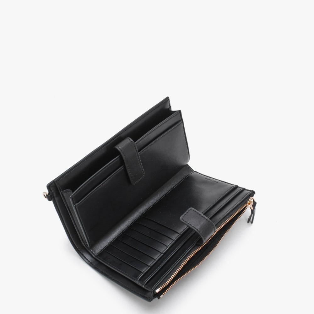 The J Marc Black Leather Phone Wristlet Wallet