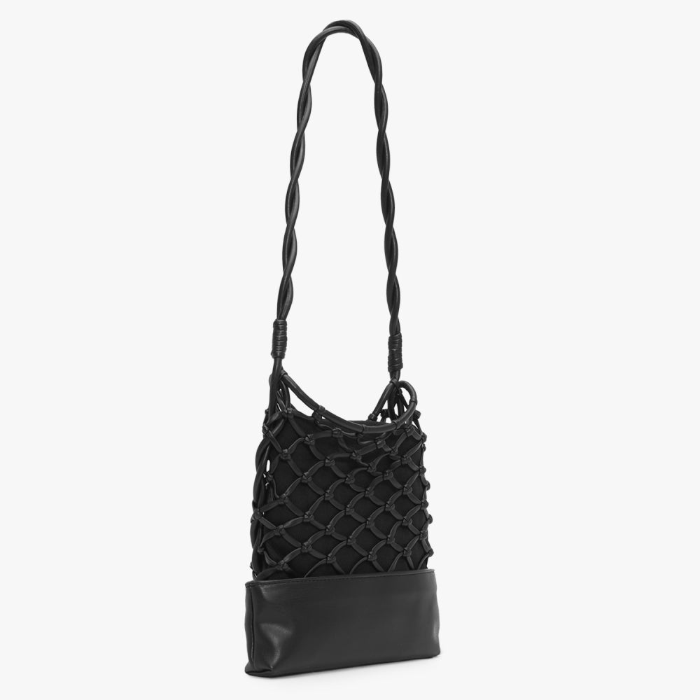 Woven Canvas Nero Shoulder Bag