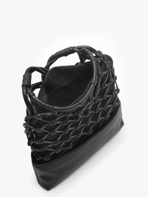 Woven Canvas Nero Shoulder Bag