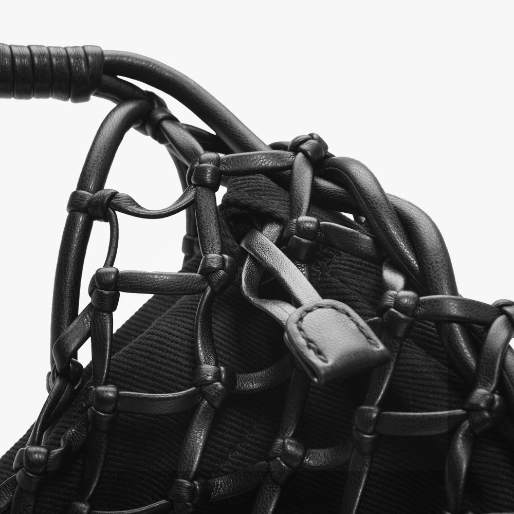 Woven Canvas Nero Shoulder Bag