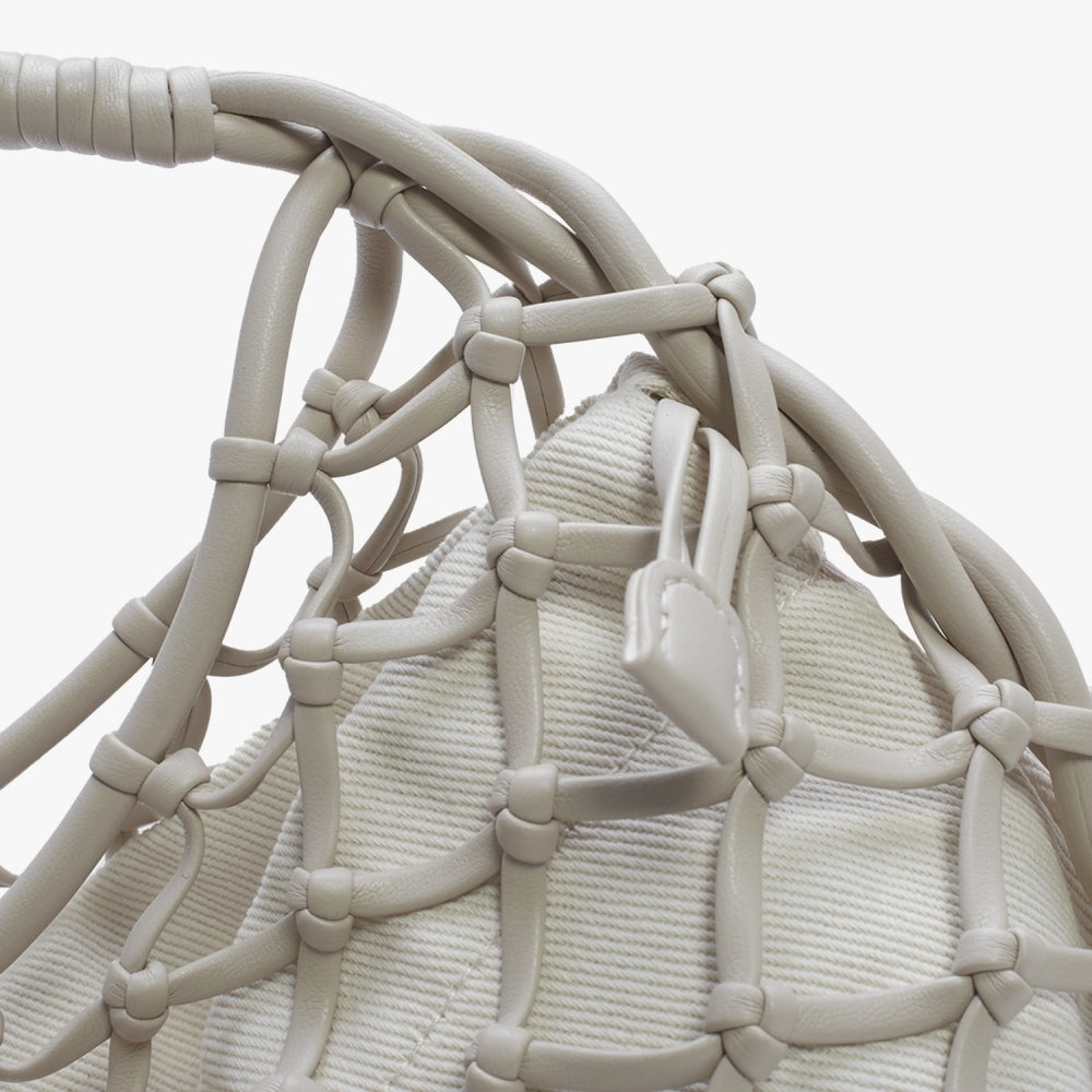 Woven Canvas Lamb Shoulder Bag