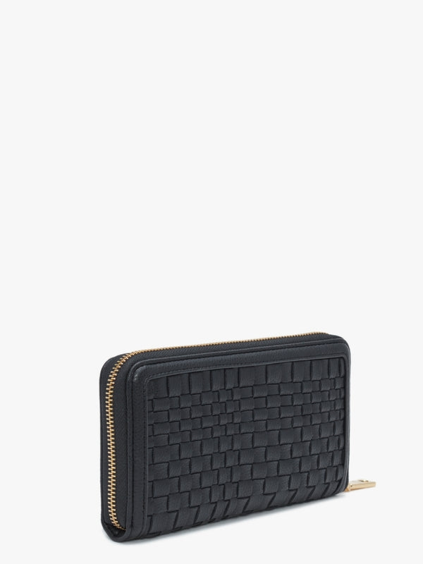 Woven Black Zip Around Purse