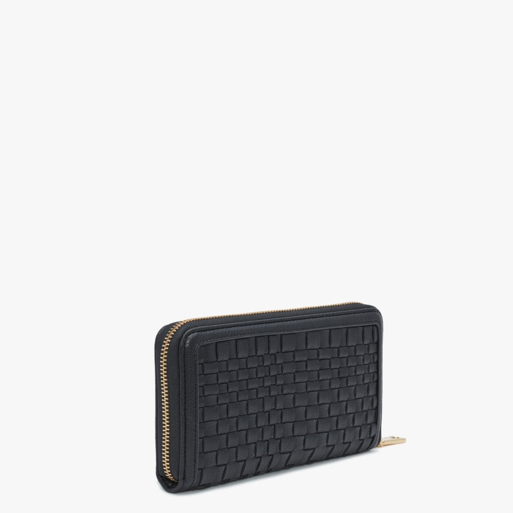 Woven Black Zip Around Purse