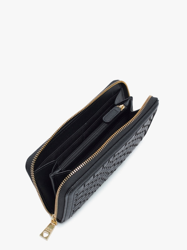 Woven Black Zip Around Purse