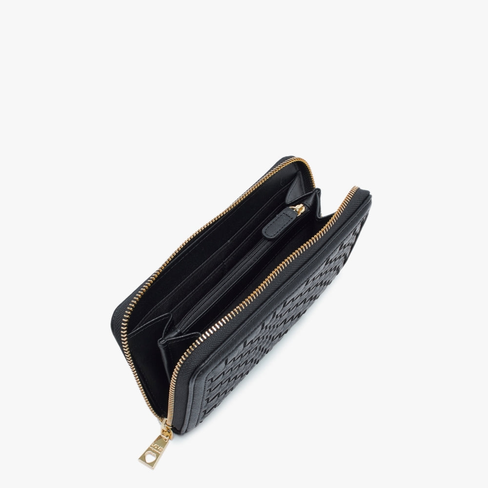 Woven Black Zip Around Purse