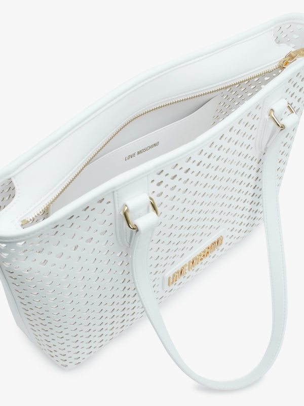 Perforated Heart Bianco Tote Bag