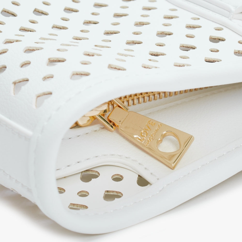 Perforated Heart Bianco Tote Bag