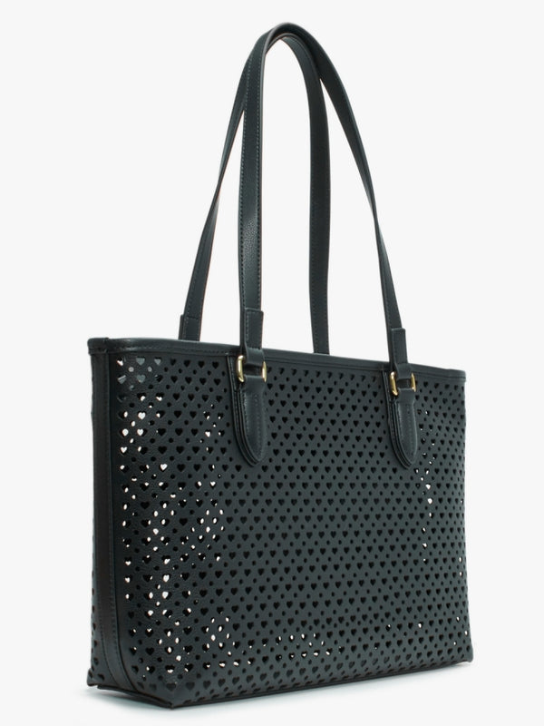 Perforated Heart Nero Tote Bag