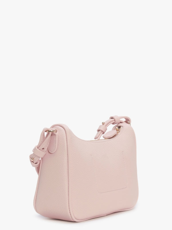 Lilly Nude Dark Brown Pebbled Baguette Bag