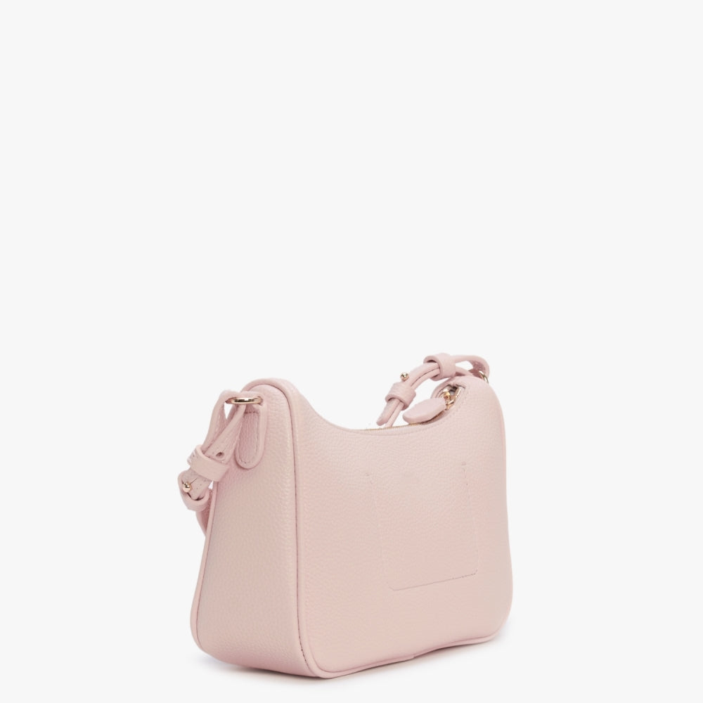 Lilly Nude Dark Brown Pebbled Baguette Bag
