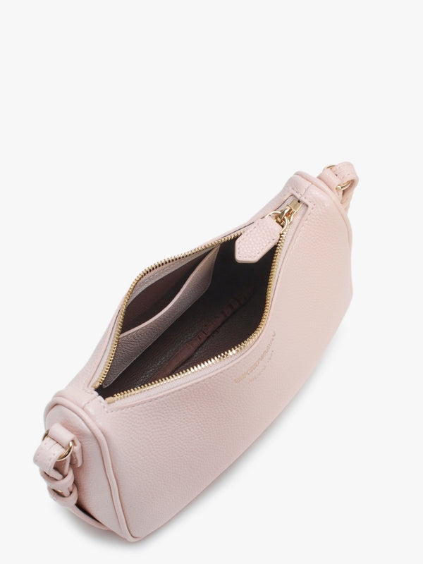 Lilly Nude Dark Brown Pebbled Baguette Bag