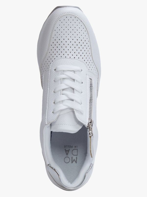 Bonnia White Perforated Wedge Trainers