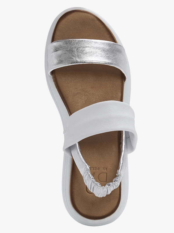 Nicco White & Silver Leather Flatform Sandals