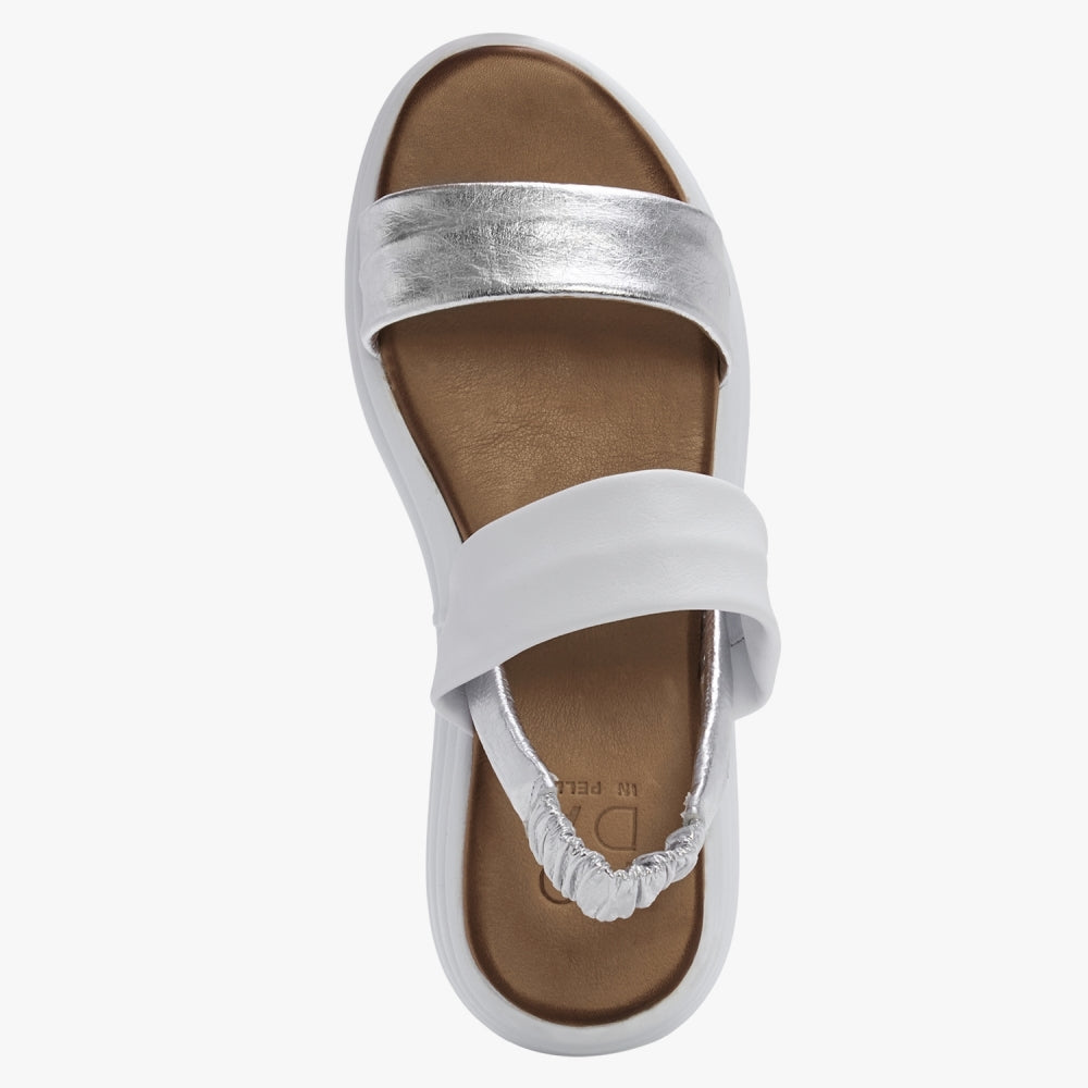 Nicco White & Silver Leather Flatform Sandals