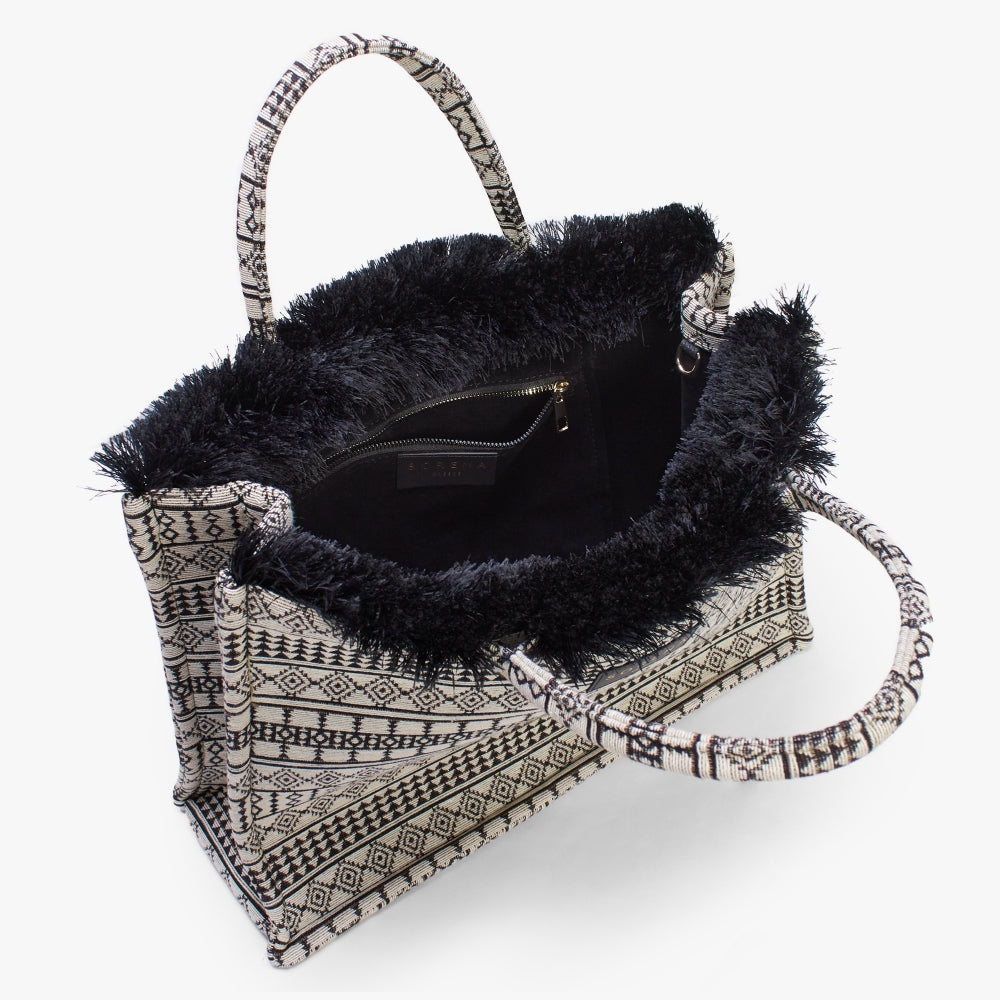 Tinos Black Embroidered Tote Bag