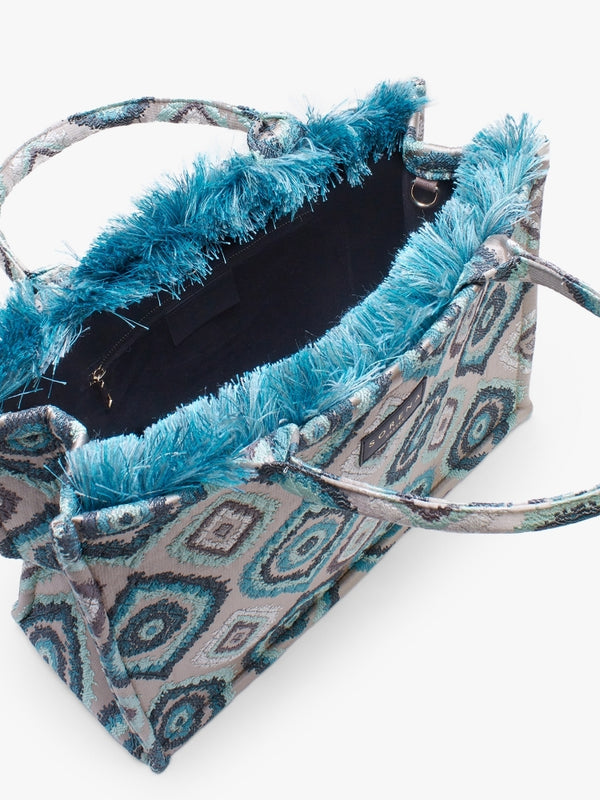 Ageri Blue Embroidered Tote Bag