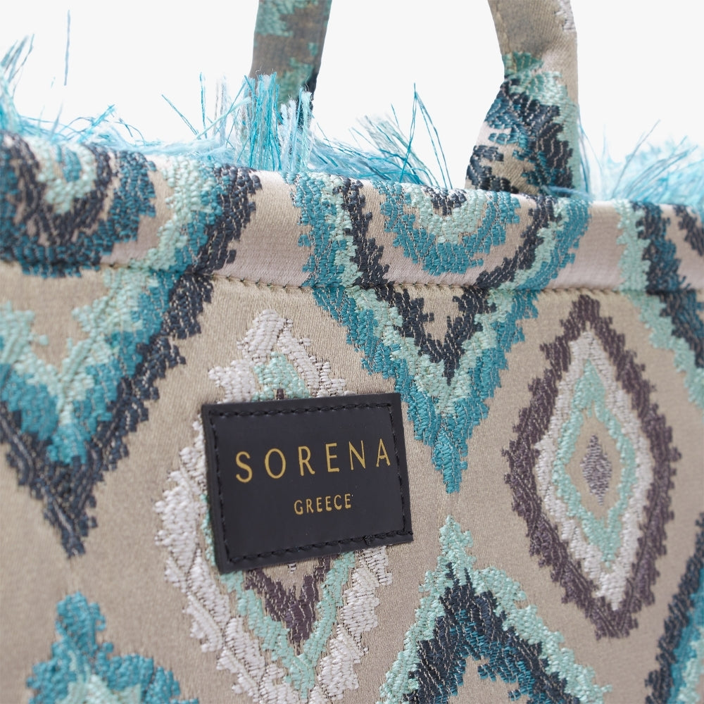 Ageri Blue Embroidered Tote Bag