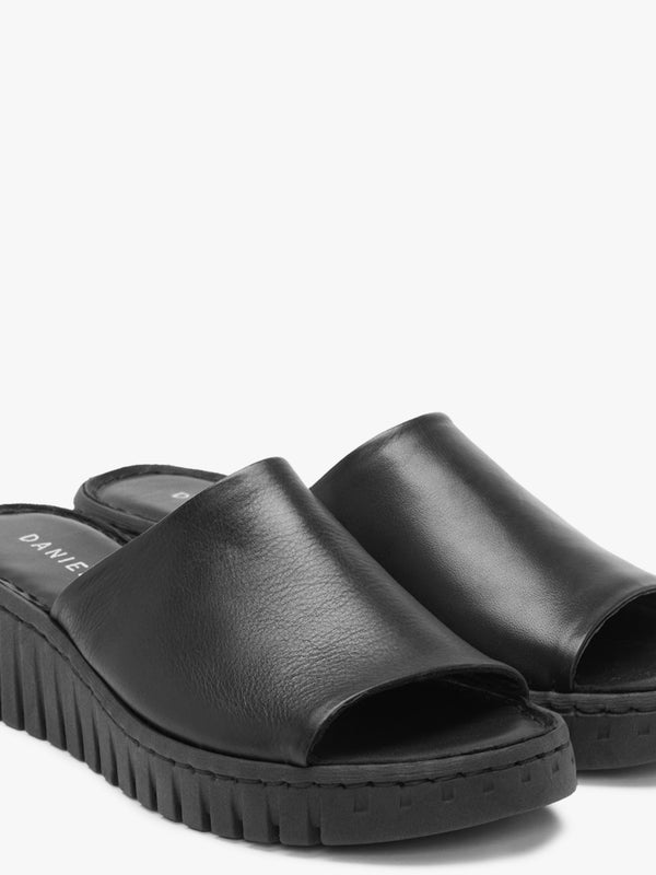 Lexi Black Leather One Bar Mules